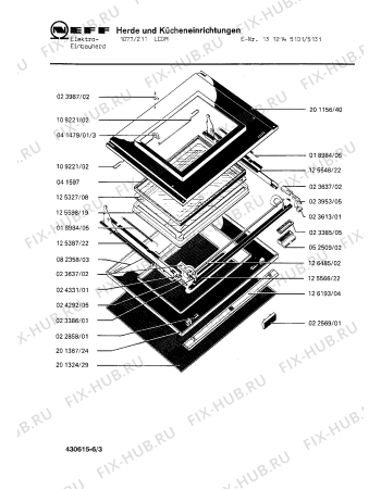 Взрыв-схема плиты (духовки) Neff 1312145101 1077/211LCDM - Схема узла 03