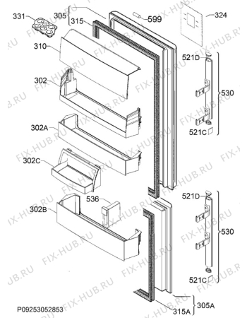 Взрыв-схема холодильника Electrolux EN3487AOJ - Схема узла Door 003