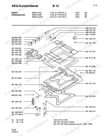 Схема №1 COMP. 9950B-W3D GB с изображением Всякое для плиты (духовки) Aeg 8996619138069