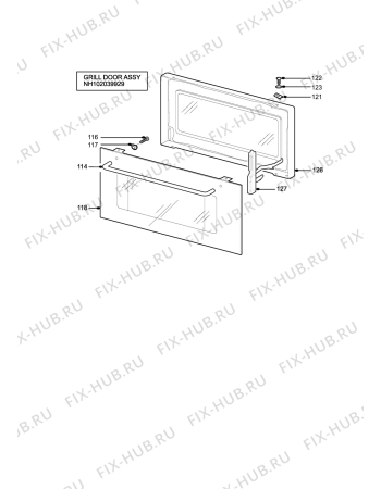 Взрыв-схема плиты (духовки) Zanussi ZCG7900XN - Схема узла H10 Grill door assy