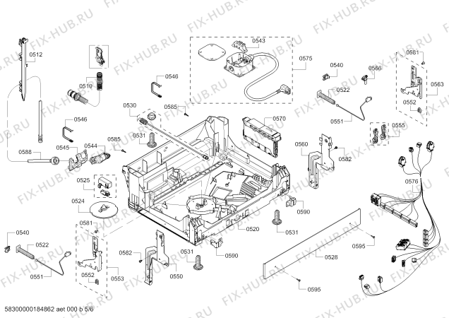 Взрыв-схема посудомоечной машины Bosch SHXN8U55UC SilencePlus 41dBA - Схема узла 05