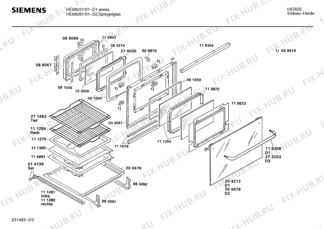 Схема №2 HE68281 с изображением Панель для электропечи Siemens 00273703