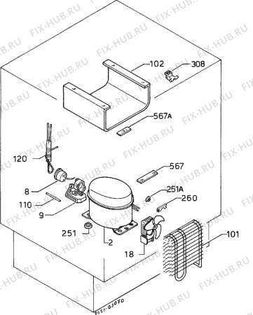 Взрыв-схема холодильника Zanussi ZU7150 - Схема узла Cooling system 017