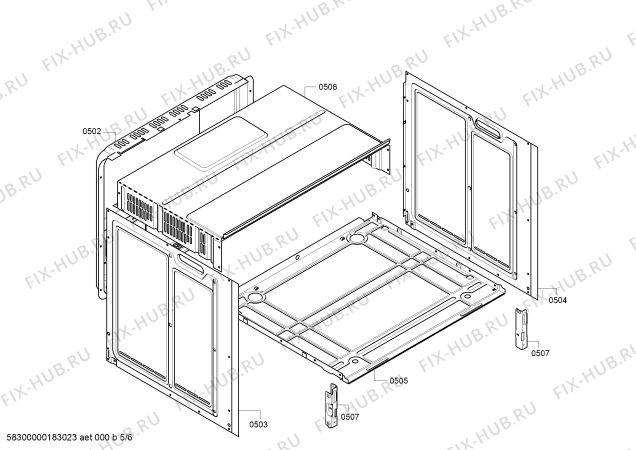 Взрыв-схема плиты (духовки) Bosch HBN331E1K - Схема узла 05