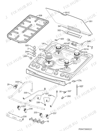 Взрыв-схема плиты (духовки) Aeg 47132MM-MN - Схема узла Hob