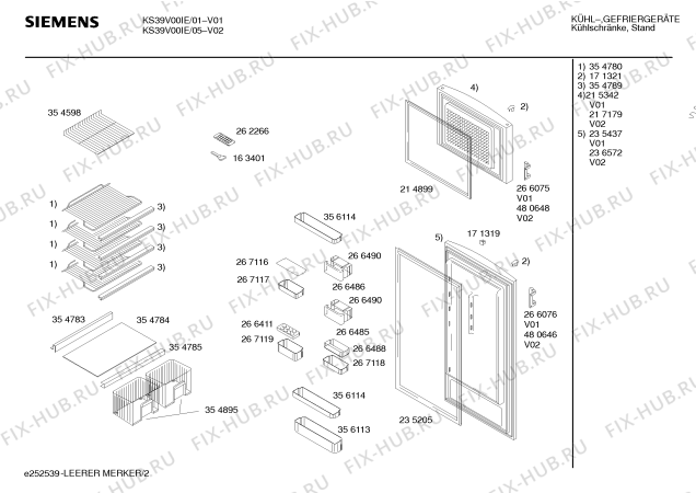 Схема №1 KS42V00IE с изображением Инструкция по эксплуатации для холодильника Siemens 00523269