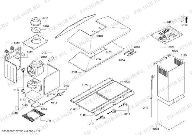 Схема №1 DWB123652 с изображением Вентиляционный канал для вентиляции Bosch 00682639