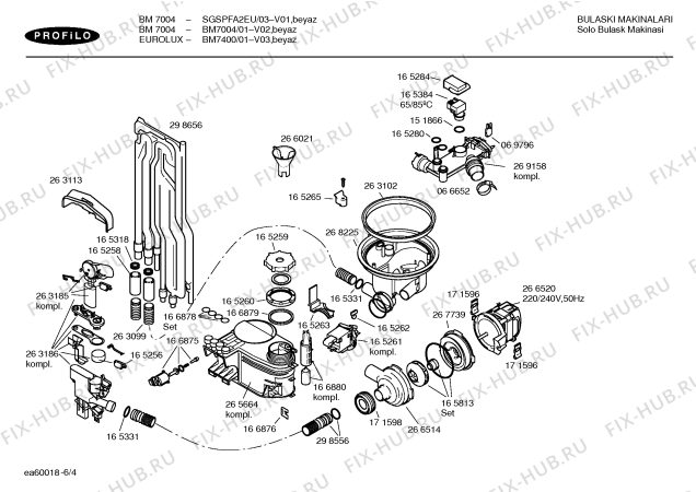 Взрыв-схема посудомоечной машины Profilo BM7004 - Схема узла 04