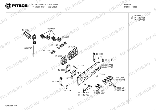 Схема №4 P17622P с изображением Корпус для плиты (духовки) Bosch 00175153