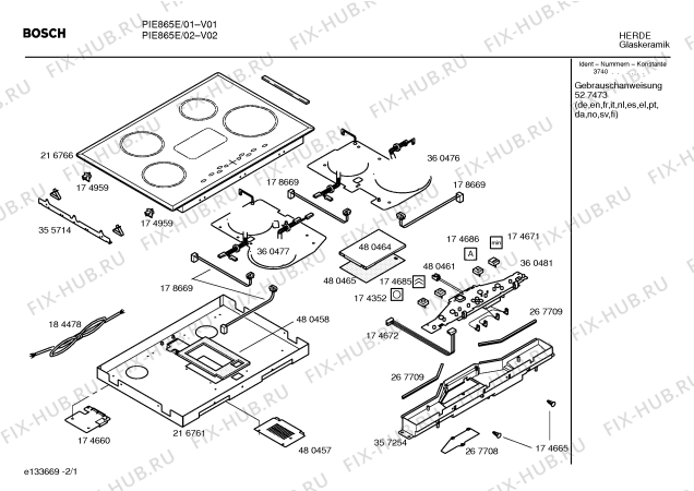 Схема №2 PIE865E с изображением Инструкция по эксплуатации для плиты (духовки) Bosch 00527473