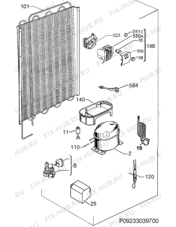 Взрыв-схема холодильника Aeg SKD61200S1 - Схема узла Cooling system 017