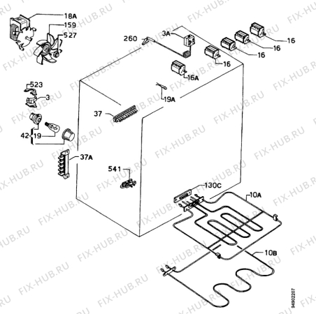 Взрыв-схема плиты (духовки) Electrolux EON398X - Схема узла Functional parts