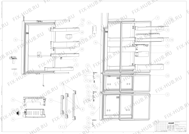 Взрыв-схема холодильника Beko CN151720DX (7265248782) - Door Accessories
