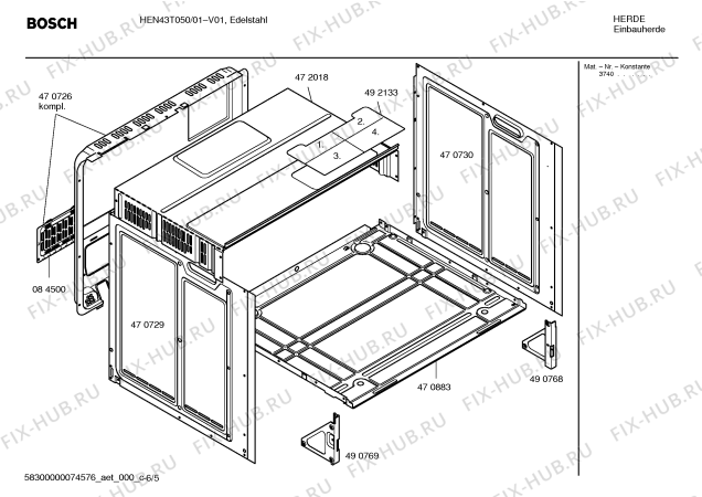 Взрыв-схема плиты (духовки) Bosch HEN43T050 - Схема узла 05