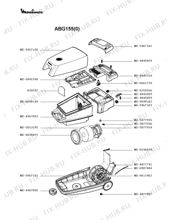 Взрыв-схема пылесоса Moulinex ABG155(0) - Схема узла GP002327.2P2