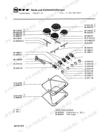 Взрыв-схема плиты (духовки) Neff 1113948231 1394/811OY - Схема узла 03