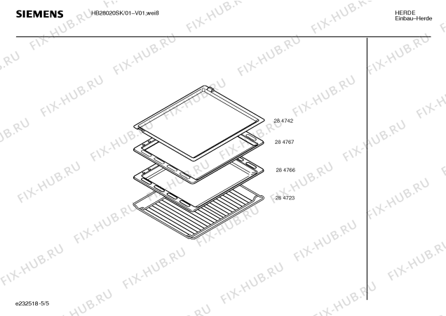 Схема №5 HB28020SK с изображением Панель управления для плиты (духовки) Siemens 00296300