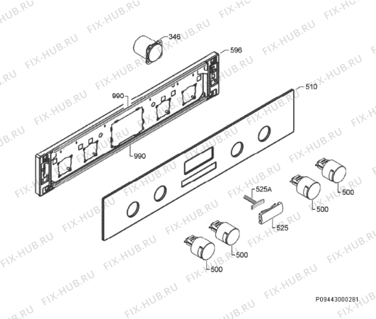 Взрыв-схема плиты (духовки) Aeg Electrolux D41116-M - Схема узла Command panel 037