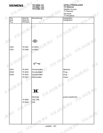 Взрыв-схема телевизора Siemens FR106M7 - Схема узла 05