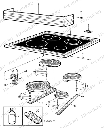 Взрыв-схема комплектующей Electrolux CF6075 - Схема узла H10 Hob