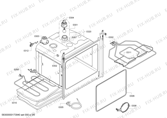 Взрыв-схема плиты (духовки) Siemens HB532E3Q - Схема узла 03