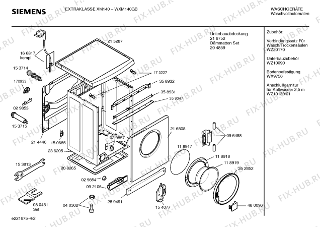 Схема №3 WXM140GB SIEMENS EXTRAKLASSE XM 140 с изображением Инструкция по установке и эксплуатации для стиральной машины Siemens 00527757