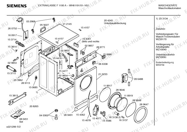 Схема №4 WH61191 EXTRAKLASSE F1100A с изображением Инструкция по эксплуатации для стиралки Siemens 00528210