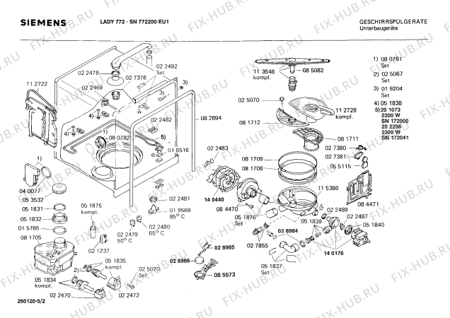 Взрыв-схема посудомоечной машины Siemens SN772200 - Схема узла 02