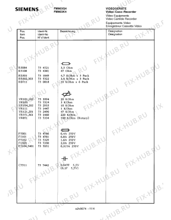 Схема №4 FM603Q4 с изображением Инструкция по эксплуатации для видеотехники Siemens 00530523