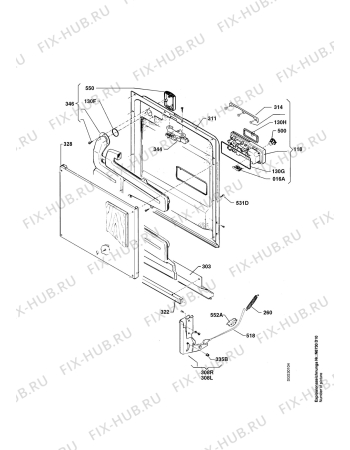 Взрыв-схема посудомоечной машины Electrolux GA811GLI.1 SW - Схема узла Door 003