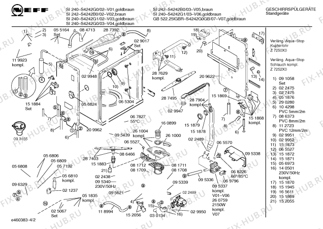 Схема №2 S4242B0 SI242 с изображением Панель для посудомойки Bosch 00287545