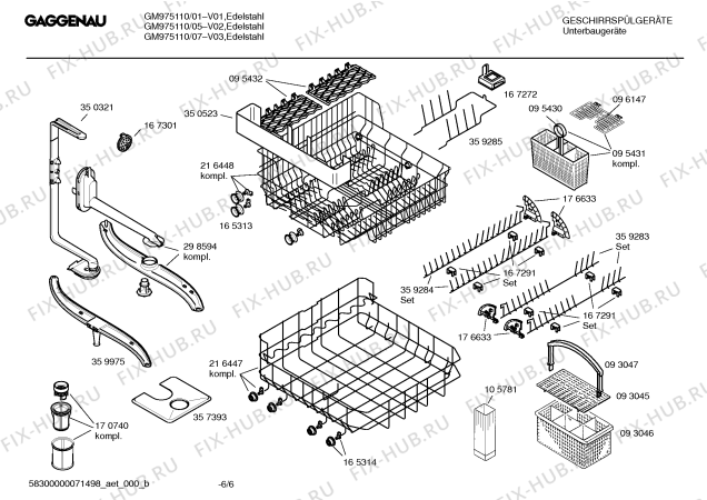 Взрыв-схема посудомоечной машины Gaggenau GM975110 - Схема узла 06