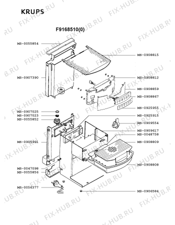 Взрыв-схема кофеварки (кофемашины) Krups F9168510(0) - Схема узла UP001875.0P2