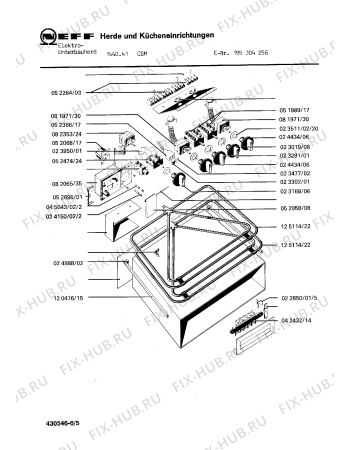 Взрыв-схема плиты (духовки) Neff 195304256 1440.41CSM - Схема узла 05