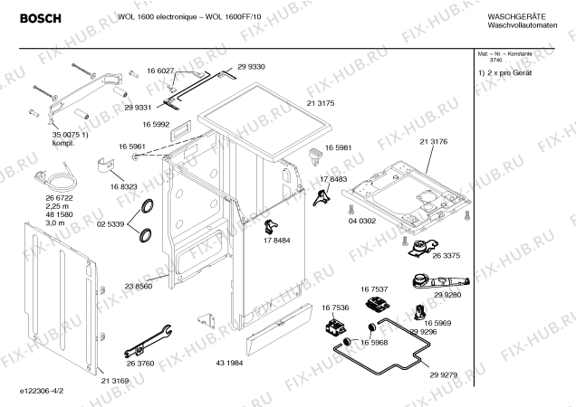 Схема №3 WOL1600FF WOL1600 elektronique с изображением Таблица программ для стиралки Bosch 00526651