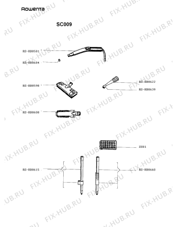 Взрыв-схема пылесоса Rowenta SC009 - Схема узла SC009___.__1