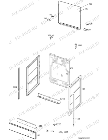 Взрыв-схема плиты (духовки) Zanussi ZCK955211W - Схема узла Housing 001