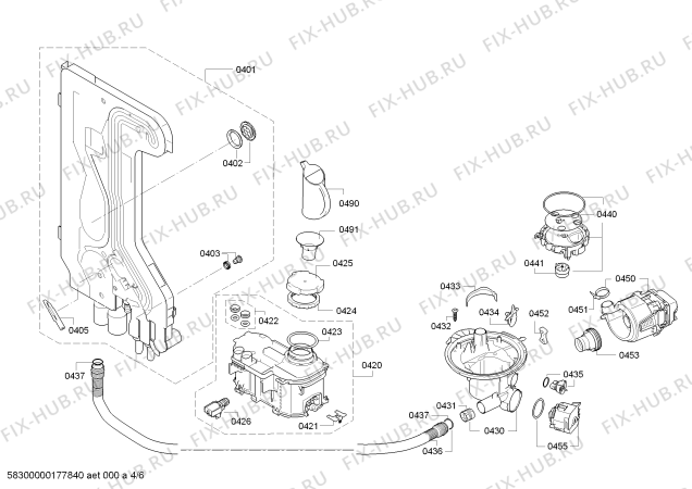 Взрыв-схема посудомоечной машины Bosch SBV90E00NL - Схема узла 04