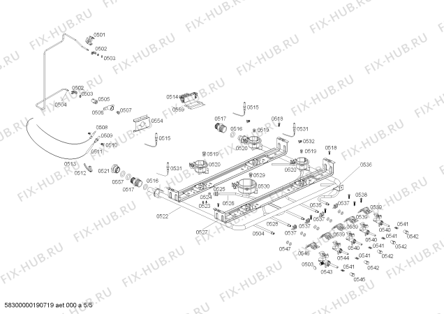 Взрыв-схема плиты (духовки) Bosch HSG19I22SE COCINA PRO6100 IX 220V/50Hz - Схема узла 05