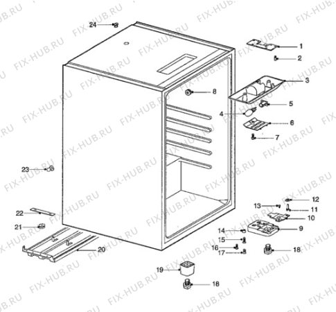 Взрыв-схема холодильника Quelle QL4E-HC - Схема узла Cabinet + armatures