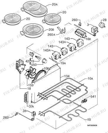 Взрыв-схема плиты (духовки) Privileg 889.039 4/8712 - Схема узла Electrical equipment 268