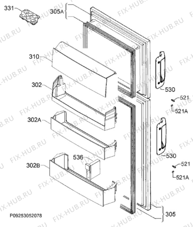 Взрыв-схема холодильника Rex Electrolux RJ2300AOD - Схема узла Door 003