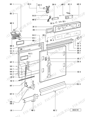 Взрыв-схема посудомоечной машины Bauknecht GSI 5754 EW-IN - Схема узла