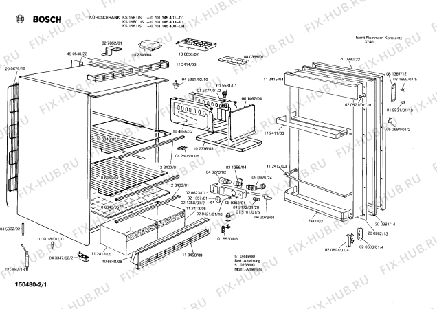 Схема №1 0701145418 KUF140 с изображением Скоба для холодильной камеры Bosch 00112412