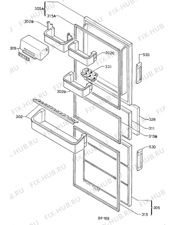 Взрыв-схема холодильника Zoppas PM300NFE - Схема узла Door 003