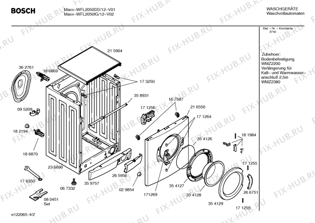 Схема №3 WFL2050DD WFL2050 с изображением Таблица программ для стиралки Bosch 00527392