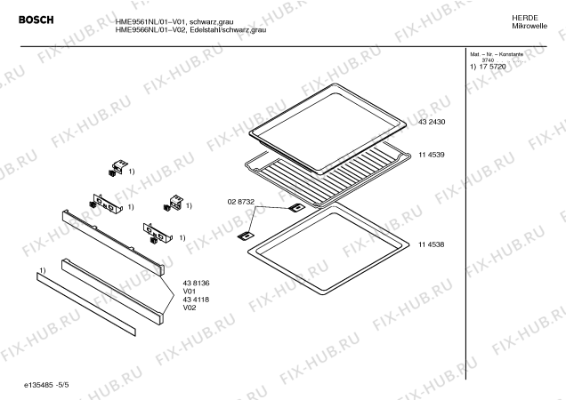 Схема №3 HME9561NL с изображением Панель для свч печи Bosch 00438136