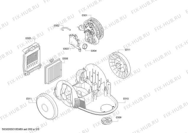 Взрыв-схема пылесоса Bosch BGS4312GB Bosch GS-40 - Схема узла 03