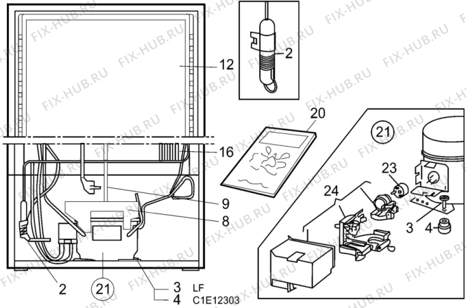 Взрыв-схема холодильника Rosenlew RJVL210 - Схема узла C10 Cold, users manual