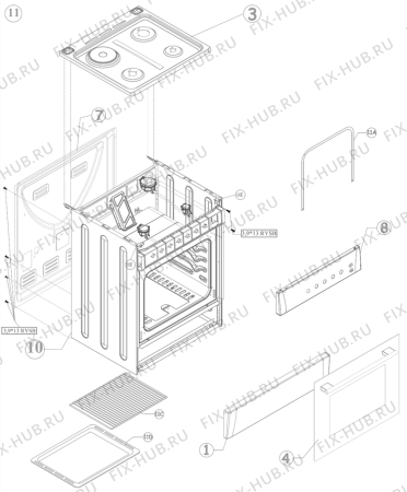 Схема №4 KN6110W1 (262242, F7312ZGRUW) с изображением Форсунка (инжектор) для духового шкафа Gorenje 345657